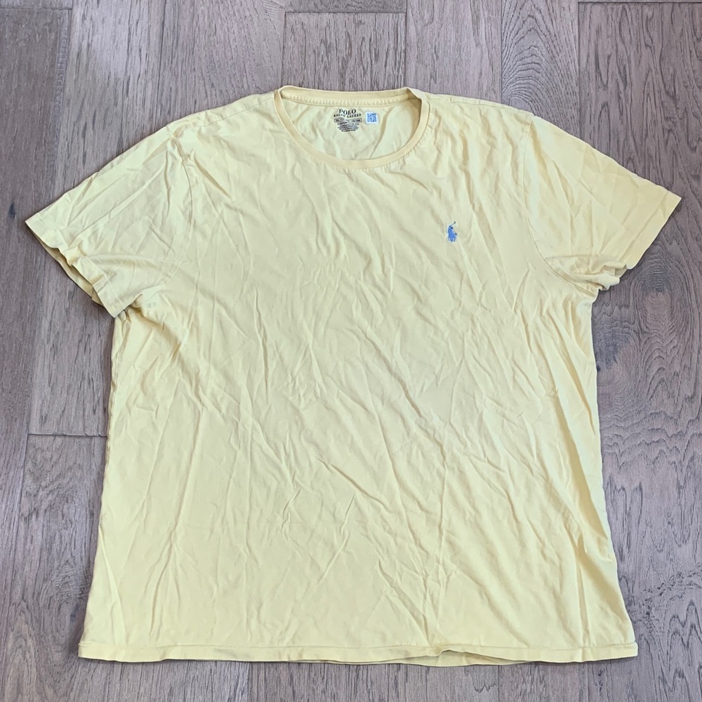 Polo by Ralph Lauren Light Yellow Crewneck Tee with Blue Pony Size XXL